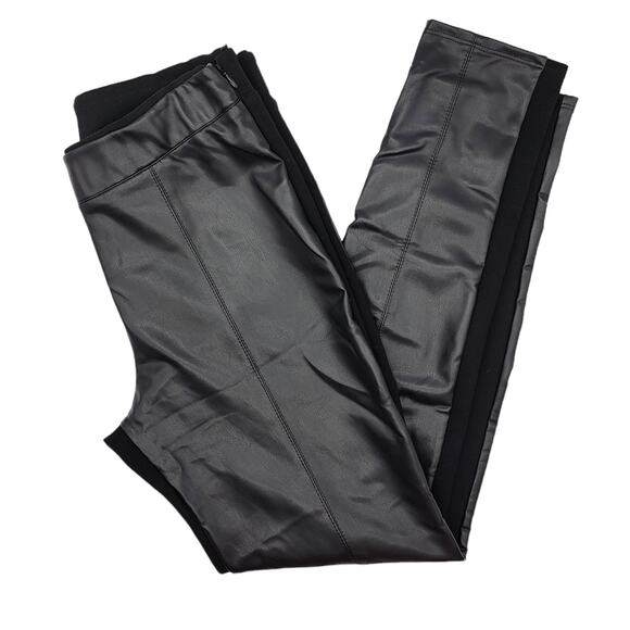 Lola & Sophie Pants - Lola & Sophie Black Faux Leather and Ponte Knit High Rise Skinny Pants - Size M
